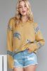 Camel Color Animal Print Drop Shoulder Knit Sweater