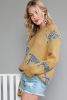 Camel Color Animal Print Drop Shoulder Knit Sweater