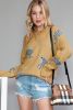 Camel Color Animal Print Drop Shoulder Knit Sweater