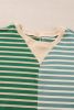 Green Stripe Colorblock Drop Shoulder Oversized Sweatshirt