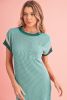 Moonlight Jade Ribbed Colorblock Patched Pocket T Shirt Dress