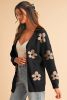 Black 60s Vintage Flower Drop Shoulder Cardigan