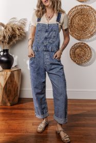 Sail Blue Straight Leg Pockets Denim Bib Overall (size: (US 8-10)M)