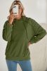 Vineyard Green Stud Detail Kangaroo Pocket Drawstring Hoodie