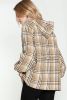 Khaki Plaid Kangaroo Pocket Zipped Hoodie
