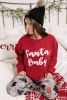 Red Santa Baby Print Crew Neck Pullover Graphic Sweatshirt