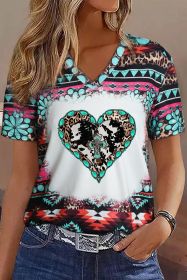 Green Geometric Heart Graphic Round Neck Tee (size: (US 4-6)S)