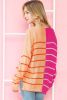 Multicolor Striped Color Block Loose Fit Knit Sweater