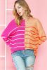 Multicolor Striped Color Block Loose Fit Knit Sweater