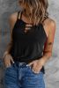 Blank Tank Top - Black Basic Ladder Hollow-out Tank Top Customized