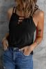 Blank Tank Top - Black Basic Ladder Hollow-out Tank Top Customized