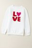 White Quilted Valentine Love Heart Shape Graphic Sweatshirt