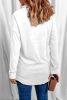 Plain White Solid Color Casual V Neck Long Sleeve Knit Top