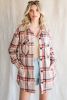 Khaki Plaid Casual Pockets Buttoned Shacket