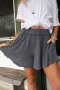 Gray Elastic Waist Side Pocket Culotte Shorts