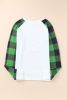 Blank Sweatshirt - Green Casual Buffalo Plaid Raglan Sleeve Top Customized