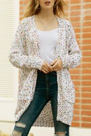 White Pocketed Open Front Long Cardigan (size: (US 12-14)L)