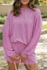 Phalaenopsis Corded Long Sleeve Top and High Waist Shorts Set