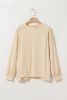 Beige Plain Exposed Seam Round Neck Pullover Sweatshirt