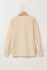 Beige Plain Exposed Seam Round Neck Pullover Sweatshirt