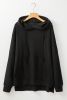 Black Waffle Knit High Low Oversized Hoodie