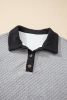 Light Grey Texture Patchwork Button Collared Sweatshirt