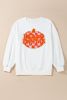 White Halloween Hello Pumpkin Patched Pullover Sweatshirt