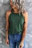 Blank Tank Top - Green Casual Solid Color Crew Neck Tank Top Customized