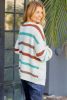 Beige Stripe Pocket Drop Shoulder Cable Knit Cardigan
