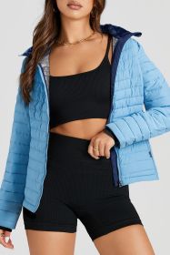 Myosotis Solid Color Quilted Zip-up Puffer Jacket (size: (US 12-14)L)