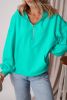Aruba Blue Half Zipper Kangaroo Pockets Drop Shoulder Hoodie