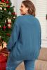 Real Teal Hollow Knit V Neck Button Front Plus Size Cardigan