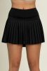 Black Solid Color Pleated Yoga Sports Skirt