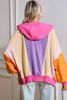 Grapefruit Orange Oversized Colorblock Patchwork Full Zipped Hoodie
