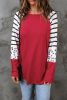 Blank Sweatshirt - Red Striped Animal Print Long Sleeve Top Customized