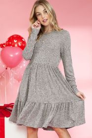 Gray Pocket Ribbed Pleated Ruffle Hem Mini Dress (size: (US 8-10)M)