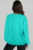 Aruba Blue Plain O Neck High Low Hem Pullover Sweatshirt