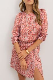 Tomato Red Leopard Print Side Slit Mini Dress (size: (US 8-10)M)