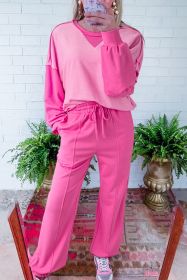 Bonbon Patchwork Pullover and Drawstring Joggers Set (size: (US 8-10)M)
