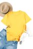 Blank T Shirt - Yellow Plain Rolled Up Crewneck T-Shirt Customized