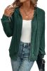Evergreen Ribbed Zip Front Drawstring Hoodie