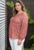 Leopard Print Long Sleeve Ruffled Babydoll Plus Size Blouse