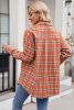 Orange Plaid Chest Pocket Button Front Shirt