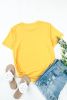 Blank T Shirt - Yellow Plain Rolled Up Crewneck T-Shirt Customized