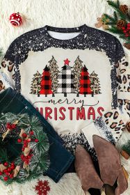 Black Merry Christmas Buffalo Leopard Tie Dye Graphic Sweatshirt (size: (US 12-14)L)