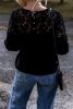 Black Lace Crochet Patchwork O Neck Top