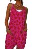 Rose Red Leopard Pocketed V Neck Sleeveless Romper