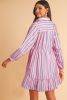 Pink Striped Button-up Mini Shirt Dress