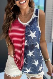 Red American Flag Stars & Stripes Tank Top (size: (US 8-10)M)