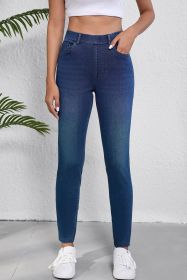 Ashleigh Blue Multiple Pockets Straight Leg Washed Stretchy Knit Jeans (size: (US 12-14)L)